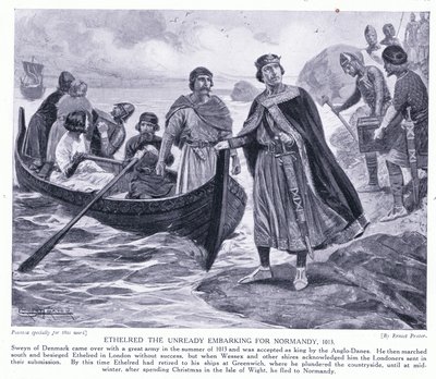 Ethelred the Unready embarking for Normandy AD1013 by Ernest Prater